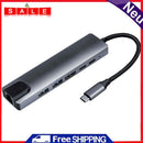Multi USB Docking HUB Converter 2 USB 3.0 HDMI Type-C PD RJ45 6"" 1 PC Adapter