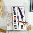 Starry Sky Fountain Dip Pen Set Gradient Color Feather Ink Pen (Purple) Newly