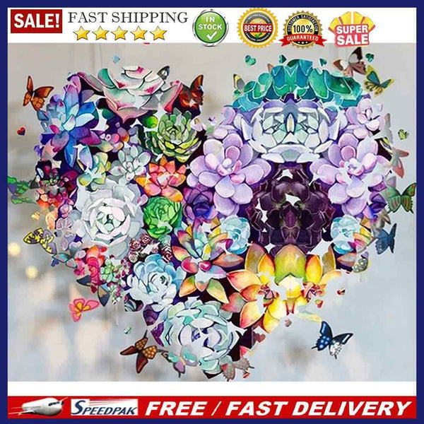 DIY Succulent Heart Oil Paint by Numbers Drawing on Canvas Pictures Home Deco