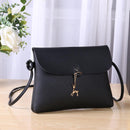 Simple Pure Color Deer Pendant Shoulder Handbag Women Crossbody Bag (Black)