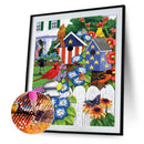 5D DIY Diamond Painting Full Square Drill Fence Birds Mosaic Crafts Home De