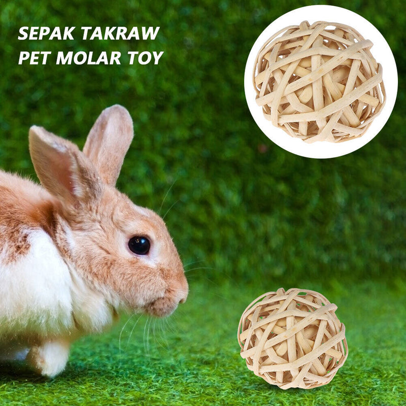 Small Animal Chew Grass Ball Pet Hamster Molar Tooth Clean Balls (Rattan)
