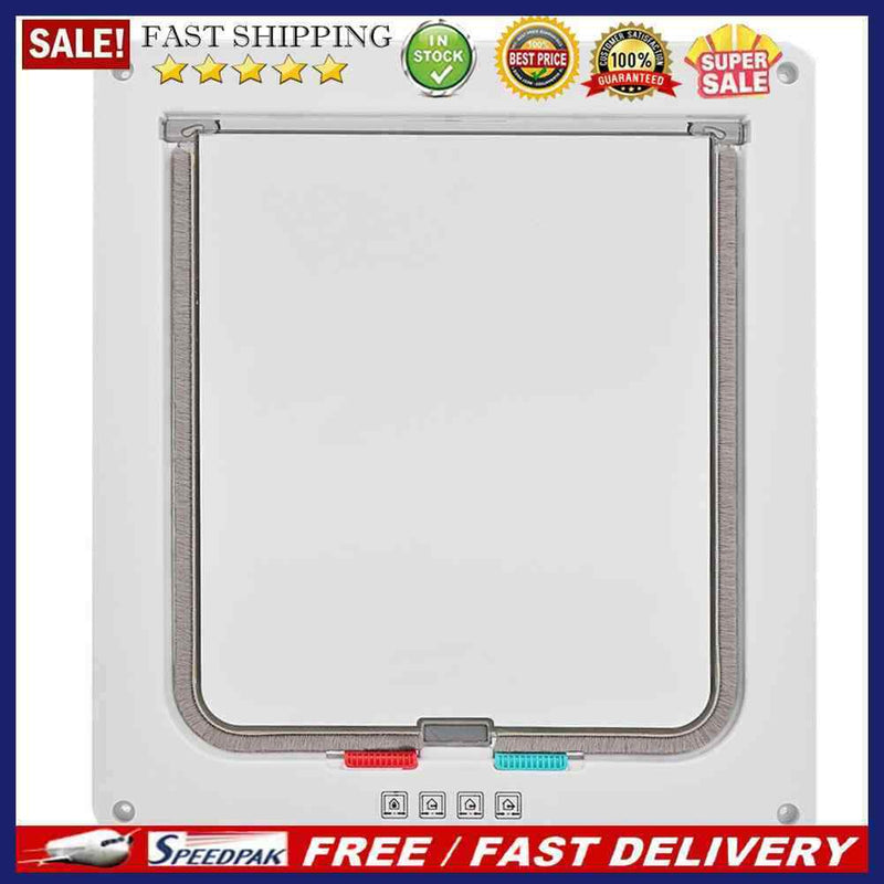 Lockable Kitten Puppy Pets Plastic Gate Doors 4 Way Dog Cat Security Flap Doo