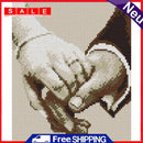 14CT Full Cross Stitch Hand in Hand Stamped DIY Cotton Thread Printed Needlework