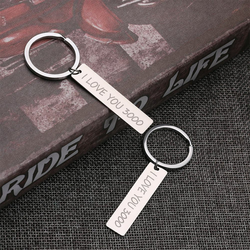 Wife Husband Gift Jewelry Key Ring Keyfob Car Pendant I Love You 3000 Keyring