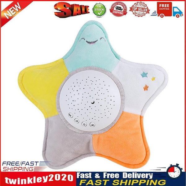 Kids Soft Pentagram Soothing Plush Toys Musical LED Projector Night Lamp Newly