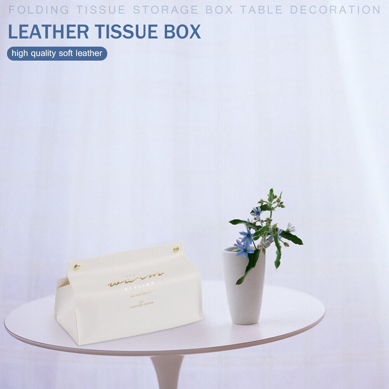Simple Desktop Napkin Pumping Paper Holder Storage Container Leather Tissue Box