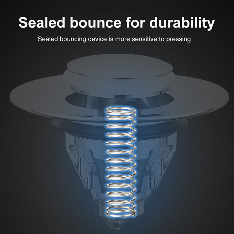 Stainless Steel Bathroom Sink Plug Wash Basin Bounce Drain Filter (Black) Newly