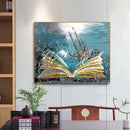 Ship in Book Oil Paint By Numbers Kit DIY Acrylic Painting on Canvas Framel