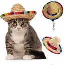 Cat Buckle Costume Mexican Straw Cap Pet Ornaments Sombrero Pet Straw Hat