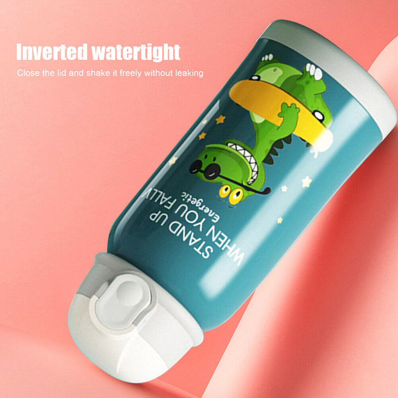 550ml Cartoon Cute Straw Drinking Cup Stainless Steel Insulation Water Bottle