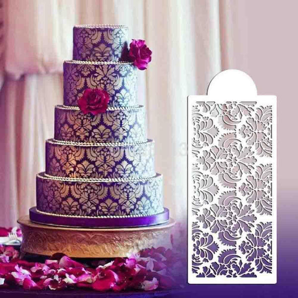 Lace Flower Border Fondant Cake Stencil Baking Tool Damask Decor Mould A3O0