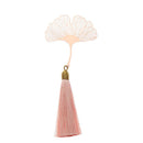Cute Stationery Book Holder Apricot Chinese Style Tassel Metal Bookmark Leaf