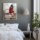 DIY Digital Picture Red Skirt Girl Oil Painting By Numbers Kit Acrylic Craf