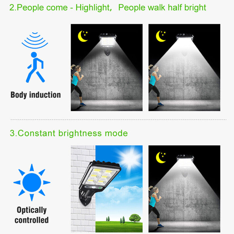 LED Solar Wall Light Outdoor Motion Sensor Lamp Garden Remote Lamp (72COB) Newly