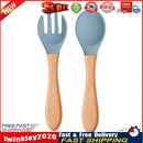 Baby Wooden Silicone Feeding Spoon Toddlers BPA-free Tableware (21) Newly