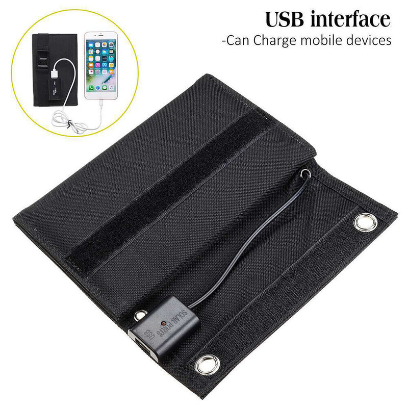 Waterproof 15W Foldable USB Solar Panel Outdoor Battery Charger (Black)