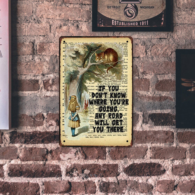 Home Bar Cafe Garage Decor Wall Poster Rectangular Plate Metal Tin Drawing Flat