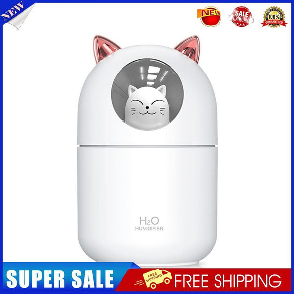 Air Humidifier Spray Cute Cat Small LED Light Mute Air Purifier (White USB)
