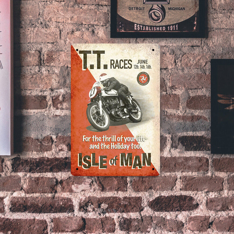 Metal Signs TT Motorcycle Competition Iron Painting Wall Art Poster 20x30cm