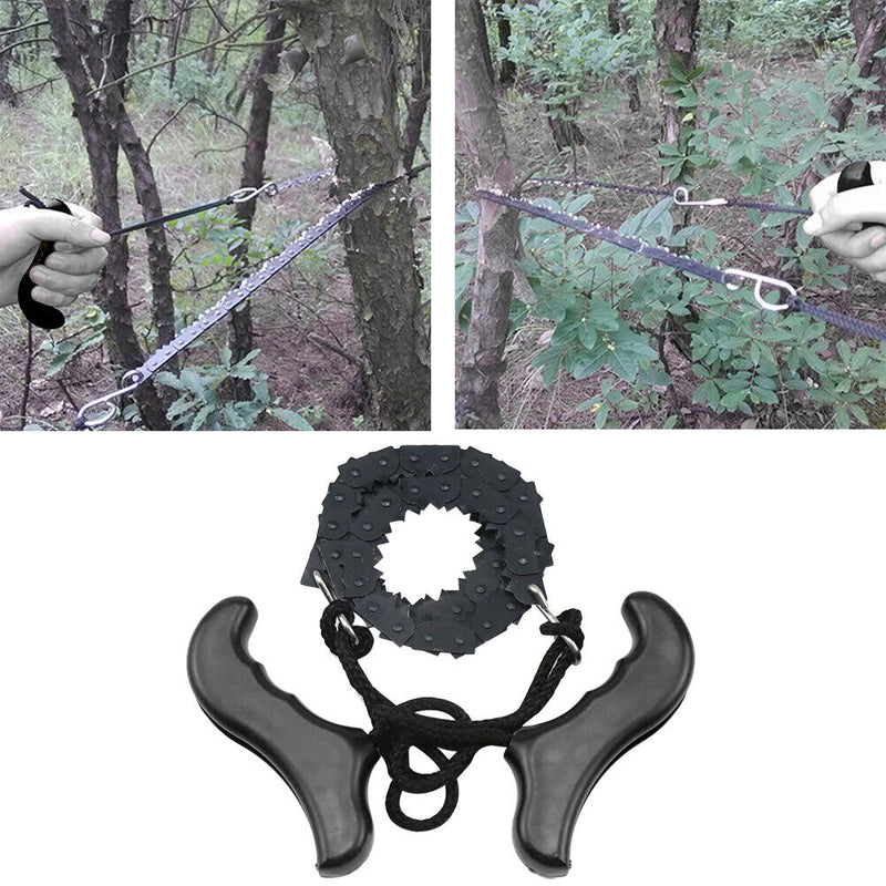 Pocket Hand Chainsaw Survival Camping Hiking Wood Cutting Chain Saw (Black)