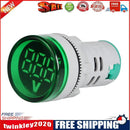 220V AC Round LED Digital Display Voltage Meter Ampermeter Monitor (Green)