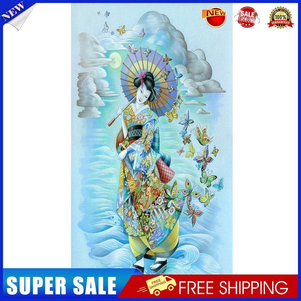 Japanese Girl Oil Paint By Numbers Kits DIY Handpainted on Canvas Wall Art