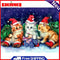 Handmade Christmas Cat 5D DIY Full Round Drill Drawing Kit Diamond Painting Gift