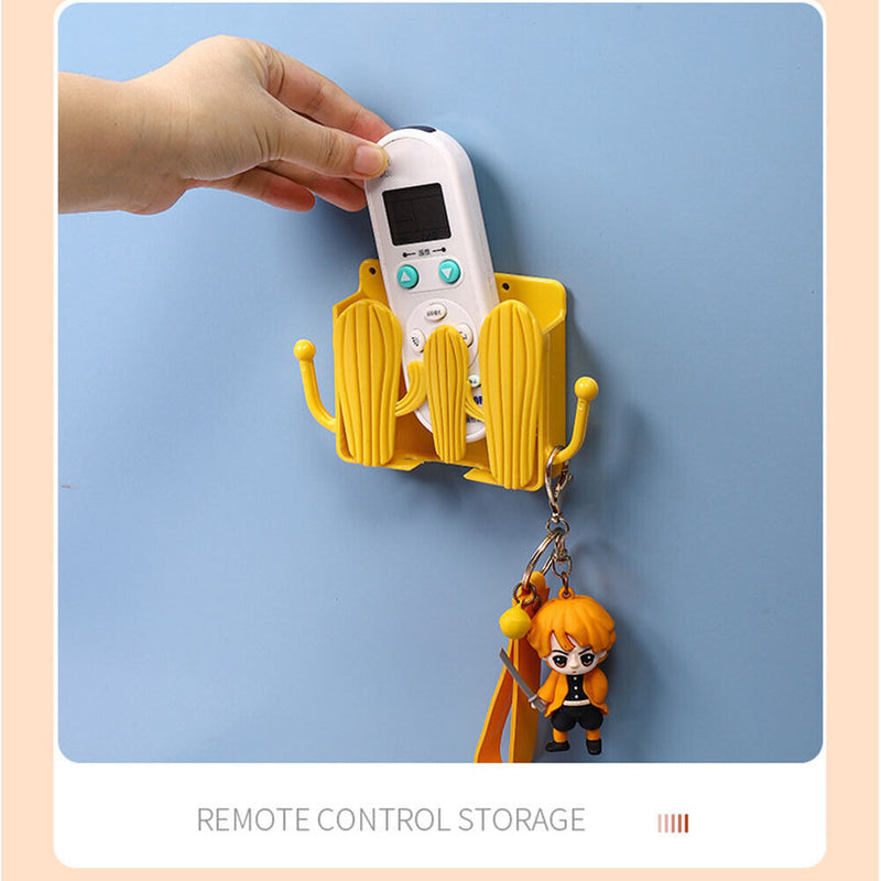 Punch Free Wall Storage Box Remote Control Phone Charging Holder (Yellow) Newly
