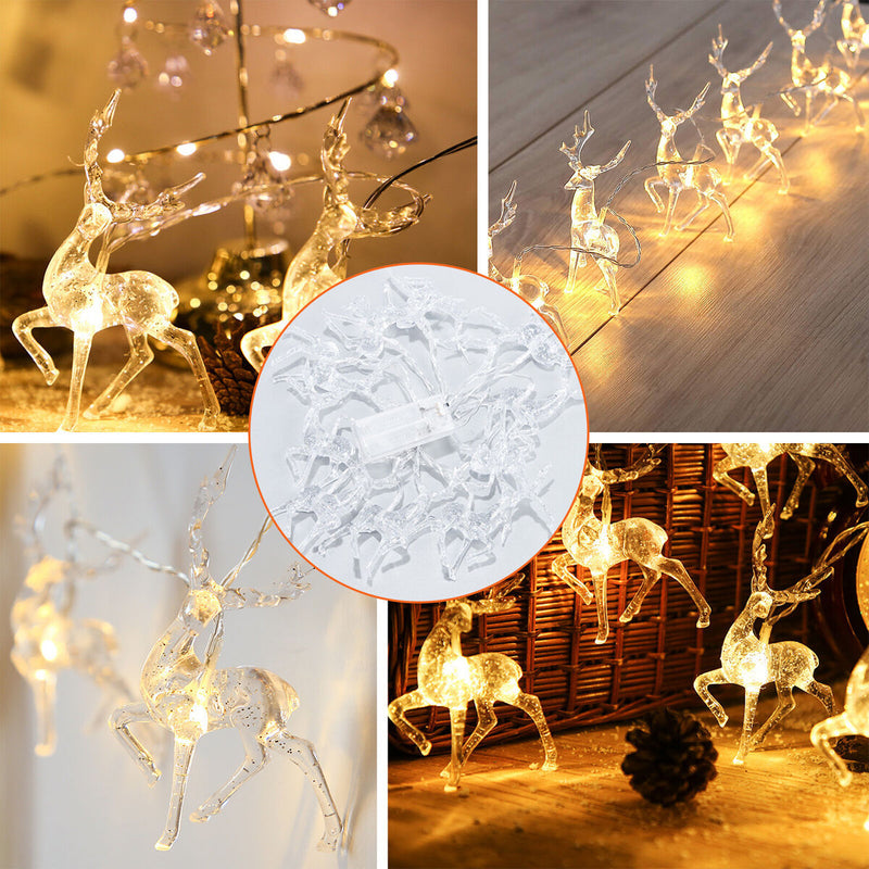 String Lights - Christmas Decorations 10 LED Reindeer Fairy String Lights