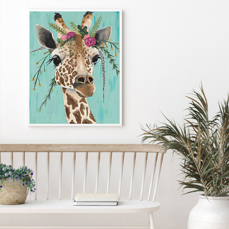Flower Giraffe Oil Paint By Numbers DIY Handpainted on Canvas Home Decorati