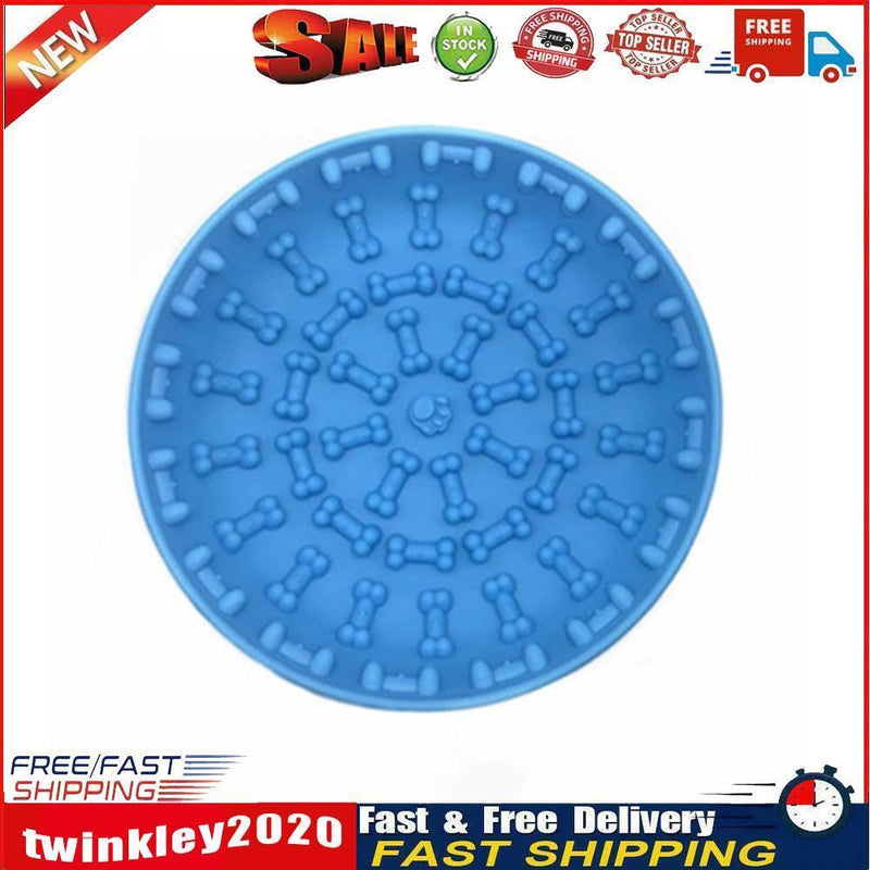 Silicone Dog Slow Feeder Bowl Anti Choking Container Suction Cup (Blue) Newly