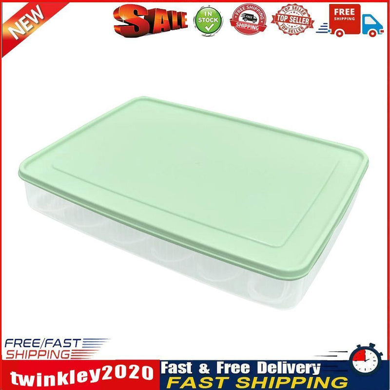 24 Grid Egg Storage Box Refrigerator Dumplings Egg Holder (Light Green) Newly