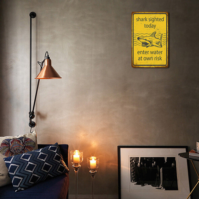 Warning Slogan Plate Metal Tin Plaque for Beach Seaside Waters Notice Sign