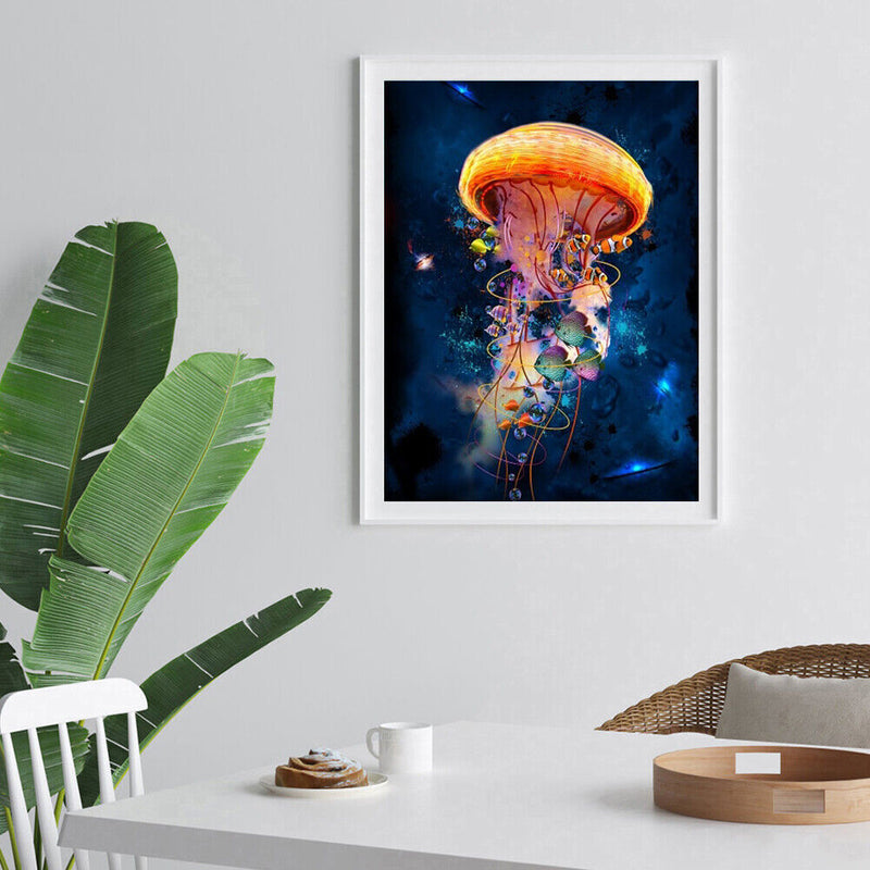 Frameless Oil Painting Arts Picture By Number Jellyfish Hand Painted Craft Set
