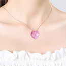 Healing Magic Wand Gift Energy Pink Crystal Necklace Heart Pendant Gem Jade