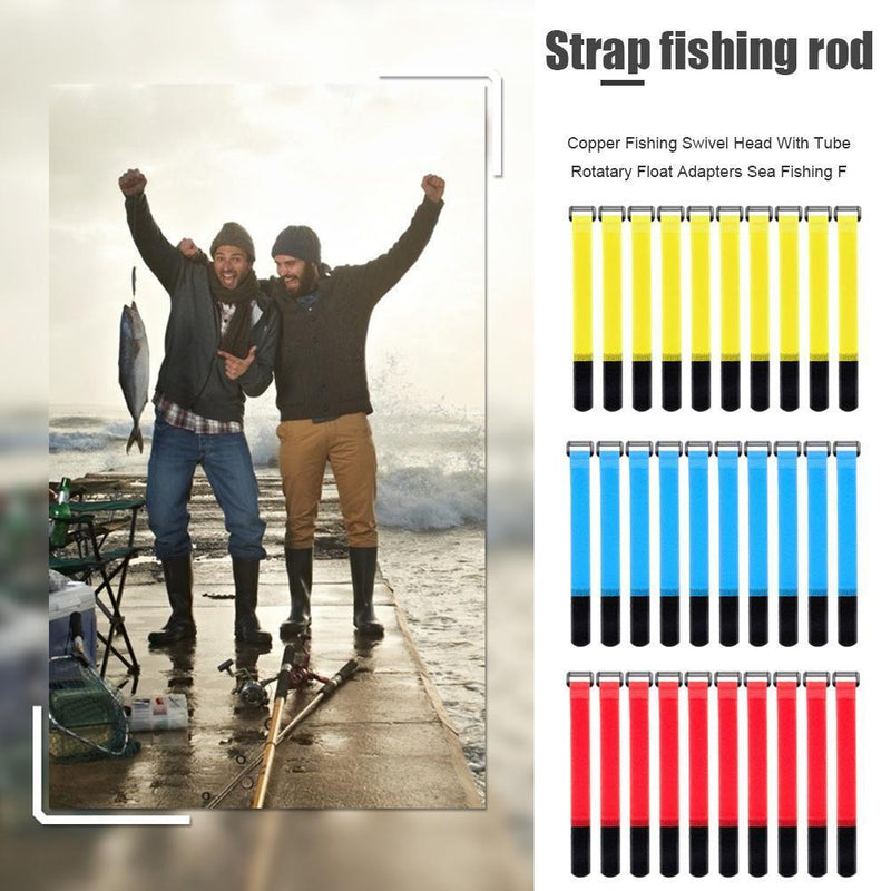 20pcs Fishing Rod Tie Strap Holder Suspenders Hook Cable Cord Belt (Red)