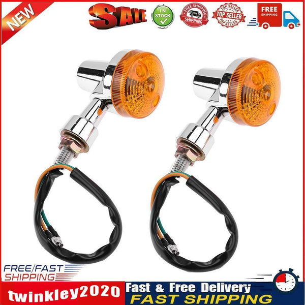 2pcs Universal Motorcycle Front Rear Turn Signals Indicators Amber Light Newly