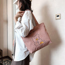 Girls Large Capacity Shoulder School Bag Corduroy Casual Top-handle Satchel Tote