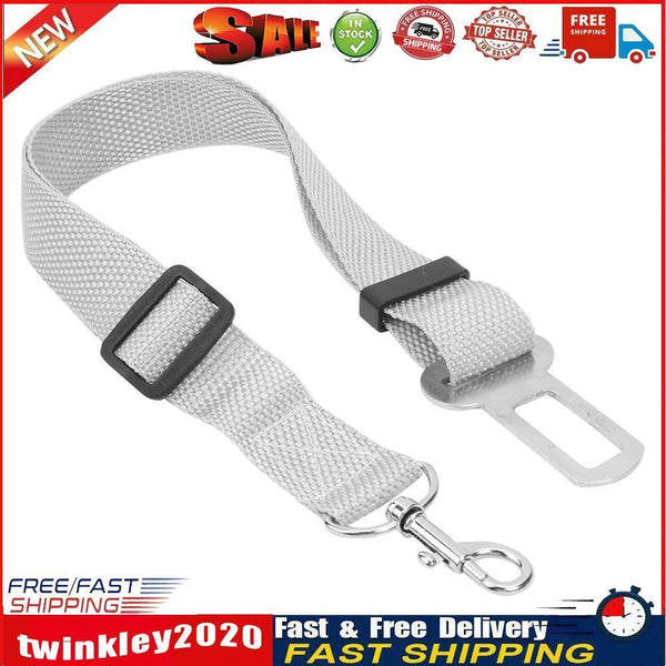 Car Pet Dog Seat Belt Puppy Safety Seatbelt Dog Harness Lead Clip (Grey) Newly