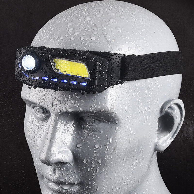 Induction Headlamp XPE + COB LED Sensor Headlight Camping Fishing Flashligh