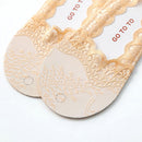 Girls Solid Color Flower Anti-Brief Lace Invisible Socks Women Short Boat Socks
