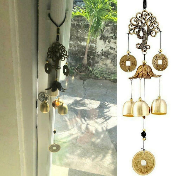 1x Money Tree Wind Chimes Bell Good Lucky Home Garden Outdoor Top Decor F2D3