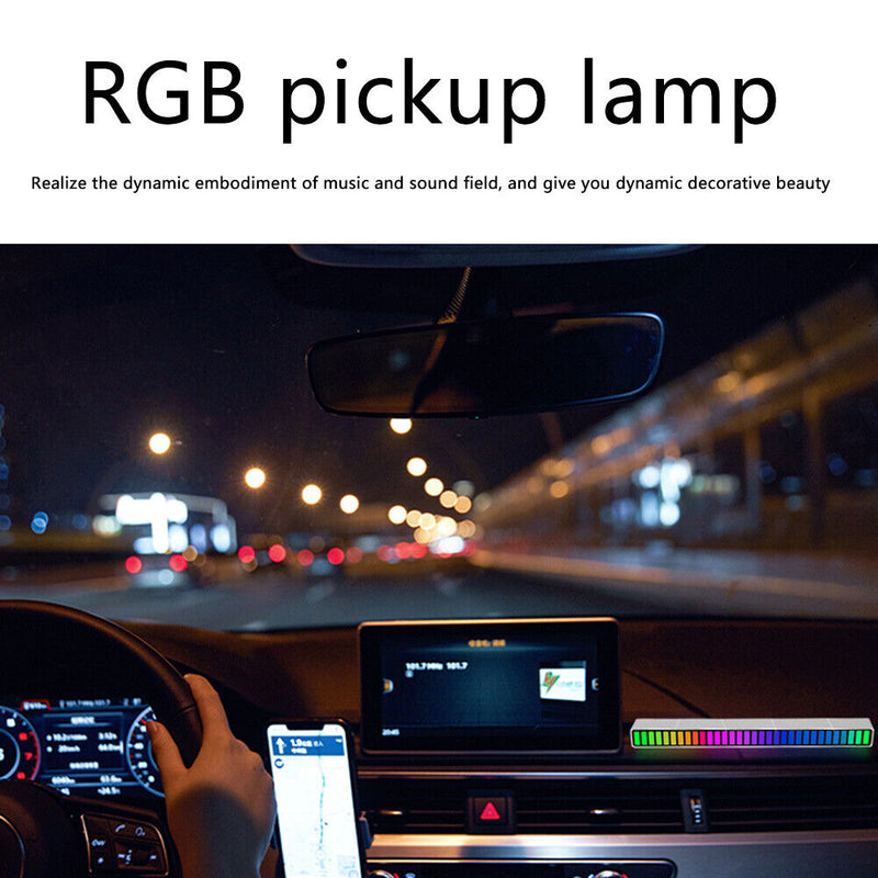 Pickup Rhythm Lights RGB Voice Control Music Light Stick Car Decor (White)