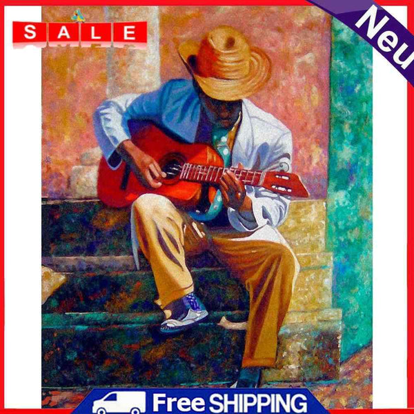 Acrylic Oil Painting By Numbers Guitarist On Street Digital Picture Home Decor