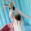 Women Soft Warm Plush Heart Shape Handbags Female Travel Fluffy Underarm Bags