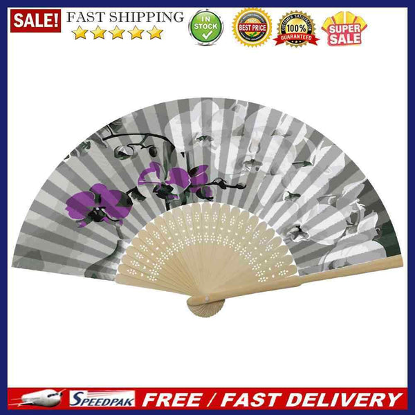 Oil Paint Folding Fan By Numbers DIY Butterfly Orchid Painted Art Craft Handmade