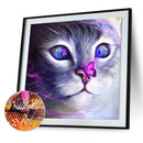 DIY Diamond Painting Purple Cat Full Round Drill Decor Art Picture for Home