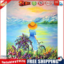 40x50cm Frameless Oil Paint By Numbers Bicycle Girl DIY Canvas Picture Kit