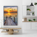DIY Full Round Drill Rhinestone Diamond Painting Coast Sunset Handwork Home Art